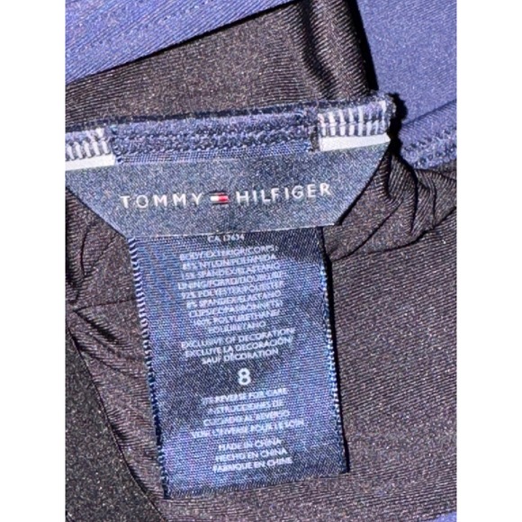 Tommy Hilfiger Swimsuit One Piece Navy Blue Red White Colorblock Size 8 - Picture 4 of 5
